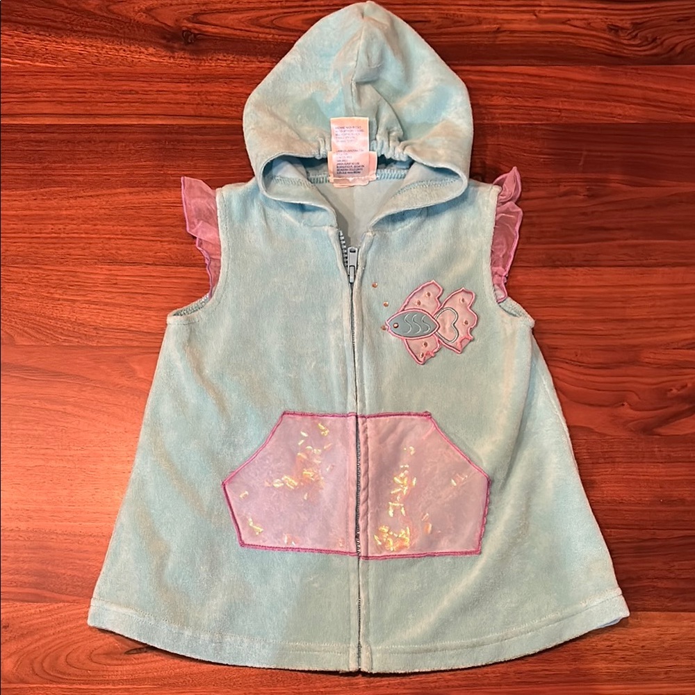 Tropical Escape Kids Swim Coverup - Aqua and Pink